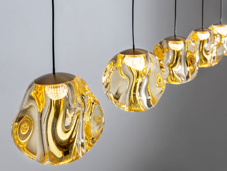 Schuller Zaria 5-light chandelier, black/bronze/amber, dimmable 502528