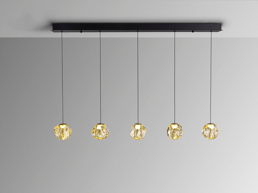 Schuller Zaria 5-light chandelier, black/bronze/amber, dimmable 502528