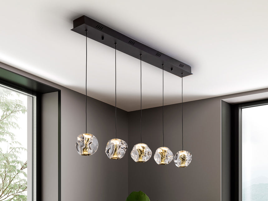 Lámpara de techo colgante Schuller Zaria 5 luces negro y dorado 3000K regulable 502535