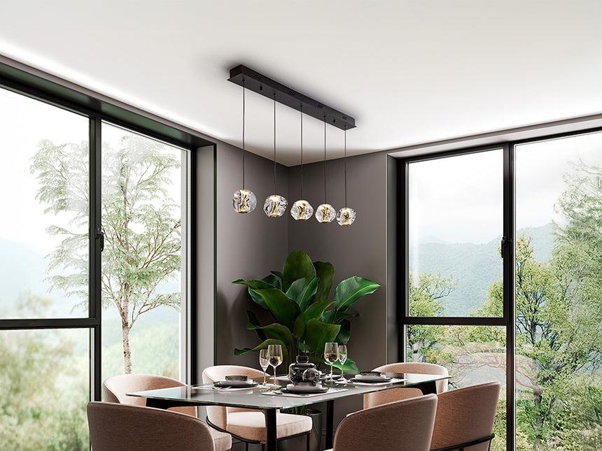 Lámpara de techo colgante Schuller Zaria 5 luces negro y dorado 3000K regulable 502535 - imagen 3