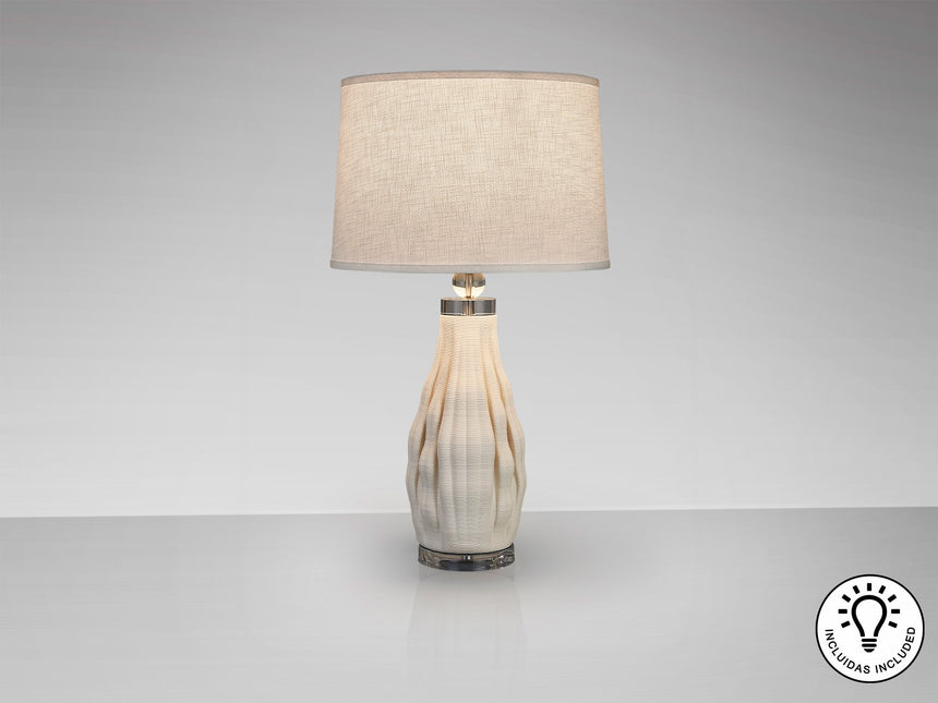 Lámpara de sobremesa Schuller Tessa grande 1 luz blanco y cromo cerámica 76cm vista 3