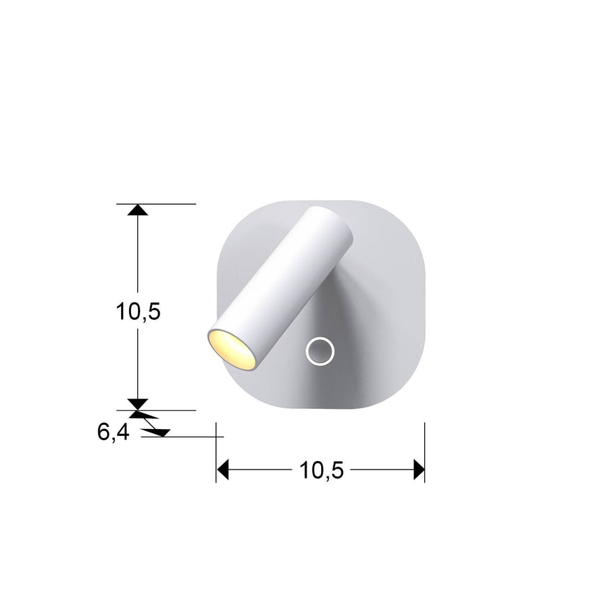 Lámpara aplique de pared con luz de lectura Schuller Biblos LED blanco CCT dimensiones