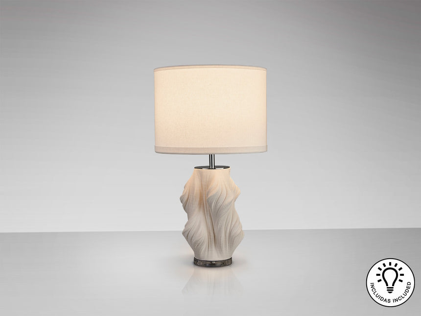 Lámpara de sobremesa Schuller Kaos grande 1 luz blanco y cromo cerámica 68cm vista 3