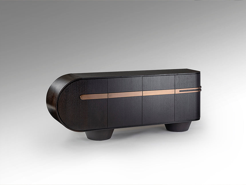 Aparador Schuller Luca roble y oro rosa acero 202x81cm 505260