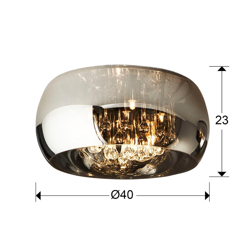Medidas y dimensiones - Plafón Schuller Argos transparente y espejado regulable con mando Ø40cm 507939D