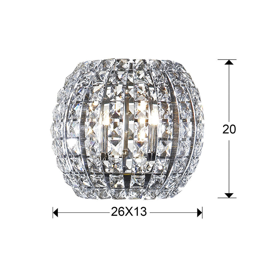 Medidas y dimensiones - Lámpara aplique de pared Schuller Diamond 2 luces cromo 508323