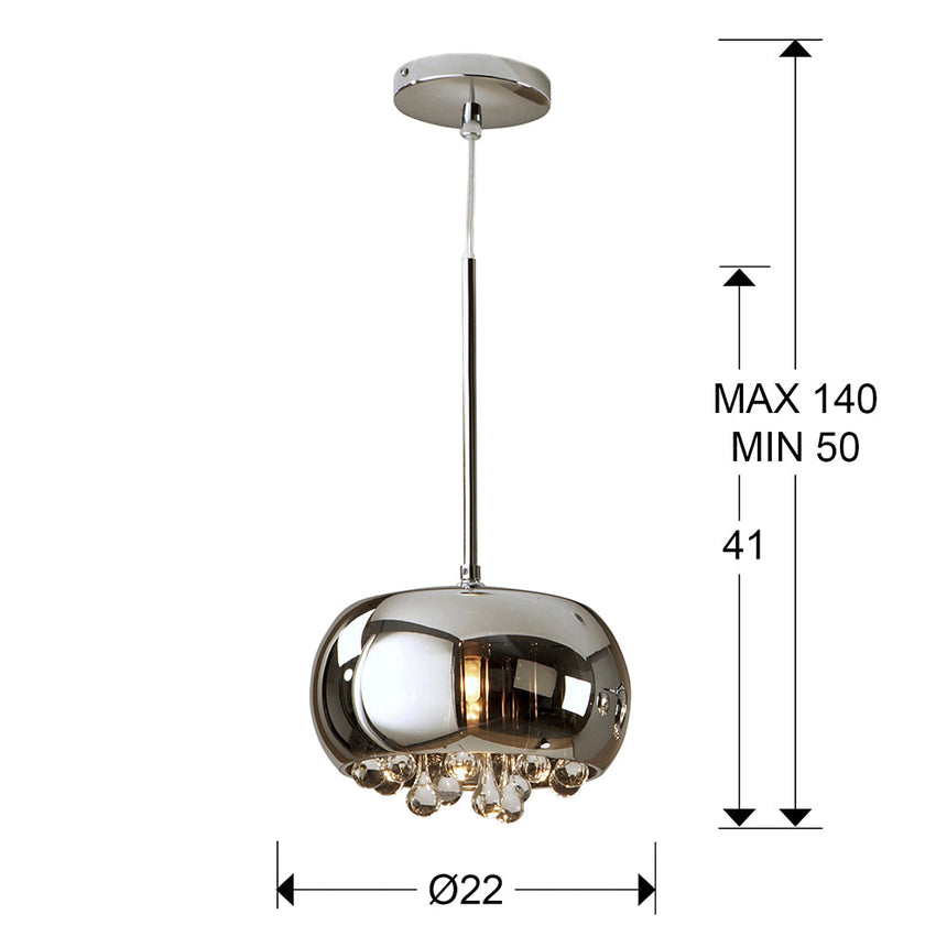 Medidas y dimensiones - Lámpara de techo colgante Schuller Argos 1 luz cromo 509010
