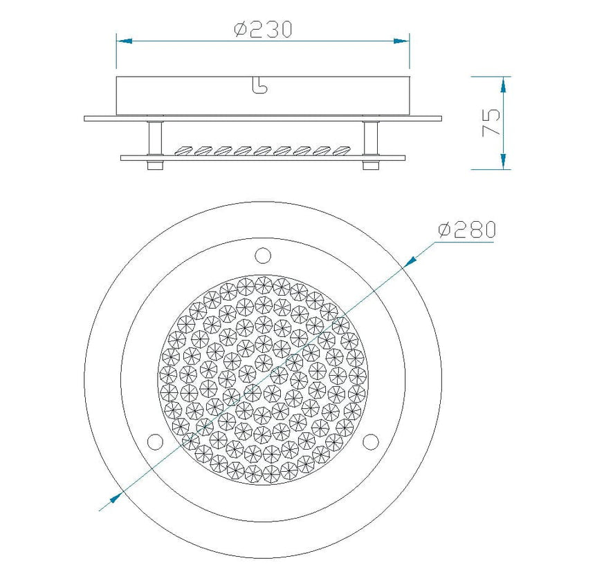 Plano de medidas - Mantra Crystal LED plafón LED cromo 5090