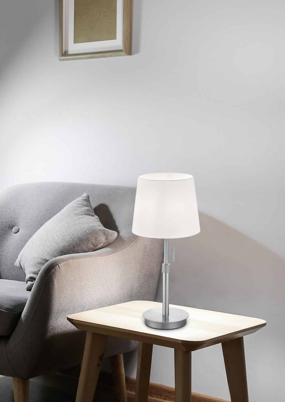 Trio Lyon Matte nickel metal table lamp 509100107