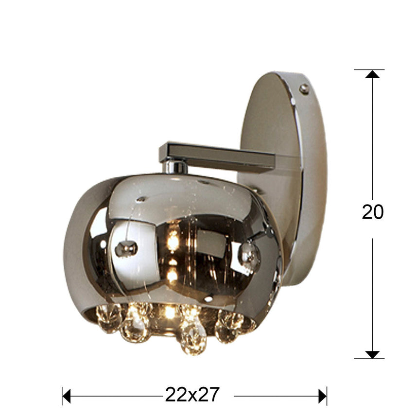 Medidas y dimensiones - Lámpara aplique de pared Schuller Argos 1 luz cromo y espejado 509327