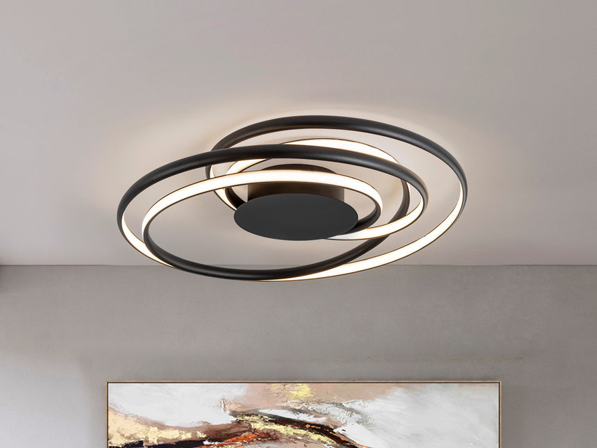 Plafón Schuller Danza LED negro 3000K Ø64cm 513061