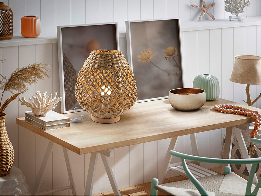 Lámpara de sobremesa Schuller Yaiza beige madera 36cm 514134 - imagen 3