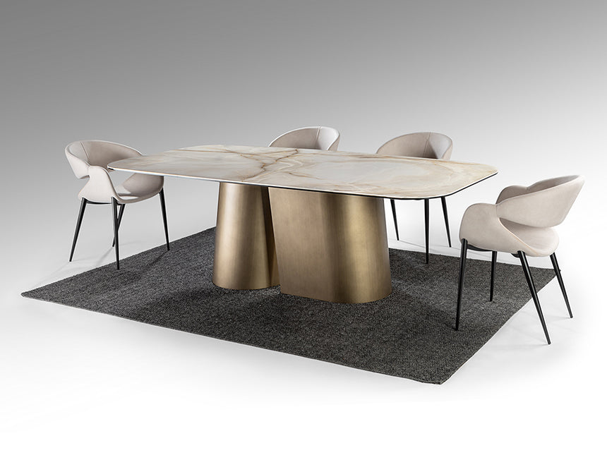 Mesa de comedor Schuller Numa latón y mármol veteado 240x76cm 514460