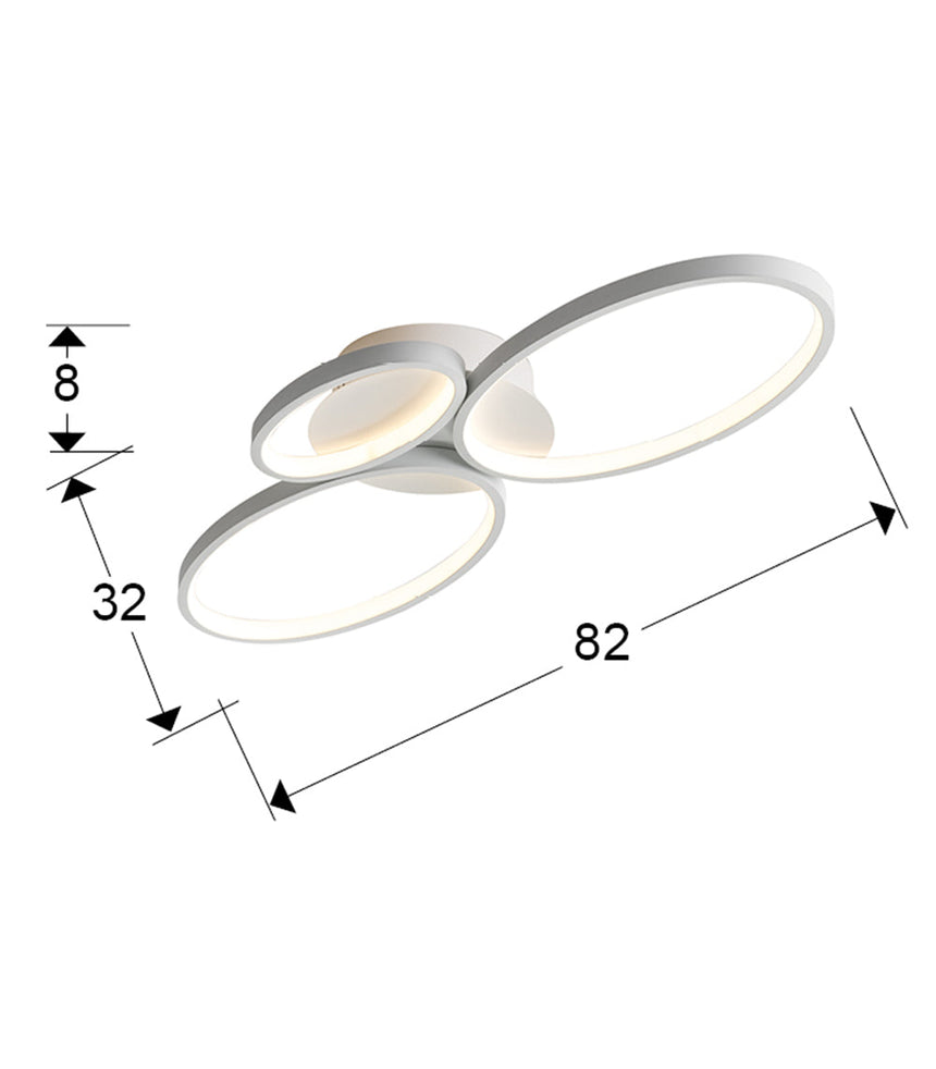 Medidas y dimensiones - Plafón de 3 aros Schuller Sios LED blanco acero 3000K 518394