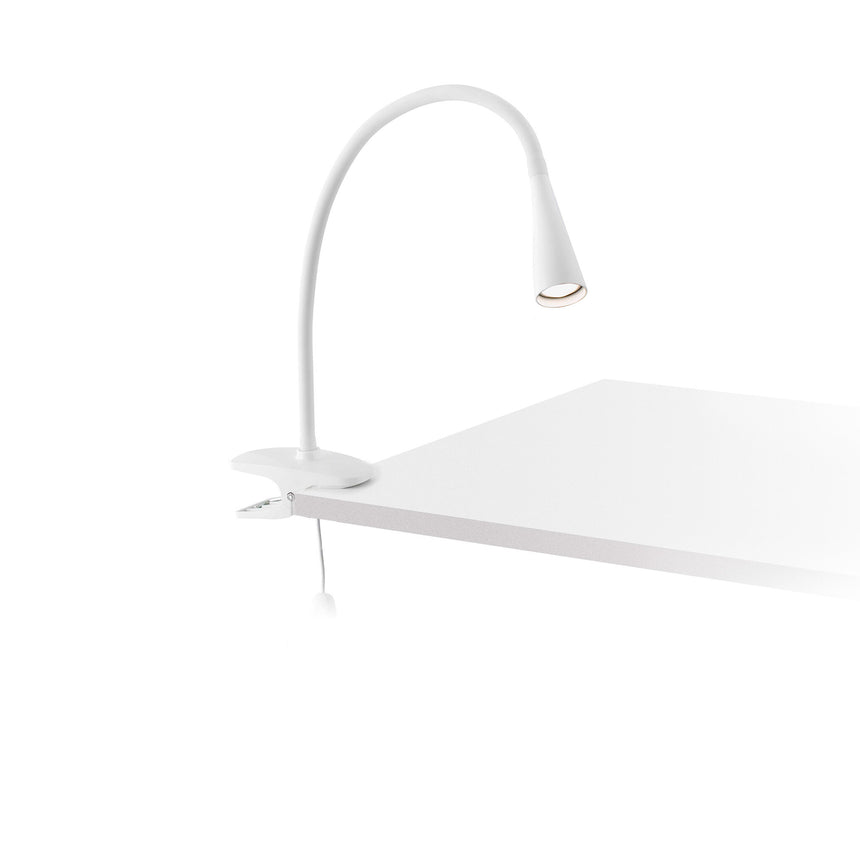 Lámpara de mesa flexo Faro Lena de pinza LED blanco mate 4000K 52059