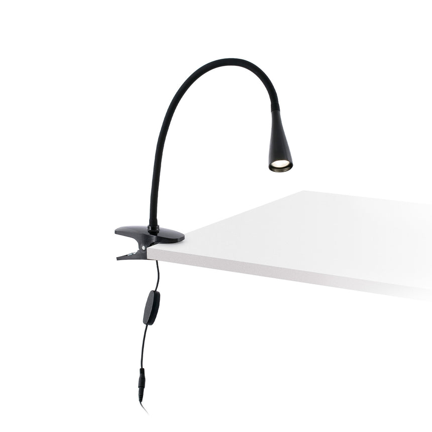 Lámpara de mesa flexo Faro Lena de pinza LED negro mate 4000K 52061