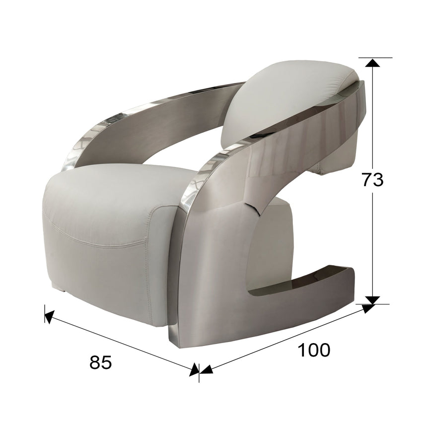 Medidas y dimensiones - Sillón Schuller Amanda acero pulido y blanco piel y 85x73cm 532115