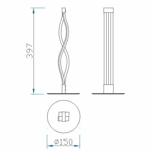 Plano de medidas - Mantra Lámpara de sobremesa LED forja Ø15cm 5402