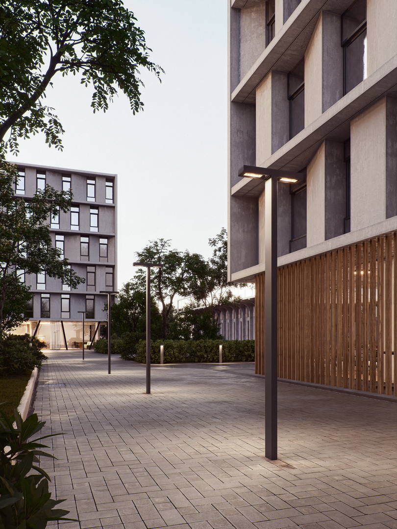 LedsC4 Farola Ele 2 luces LED 49 DALI-2 gris urbano 55-E106-Z5-CK