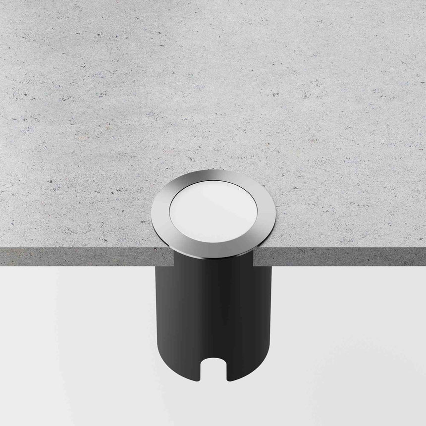 LedsC4 Empotrable de suelo IP66-IP67 Rim Ø46Mm LED 1 Blanco Neutro - 4000K Acero Inoxi 55-E151-CA-CM