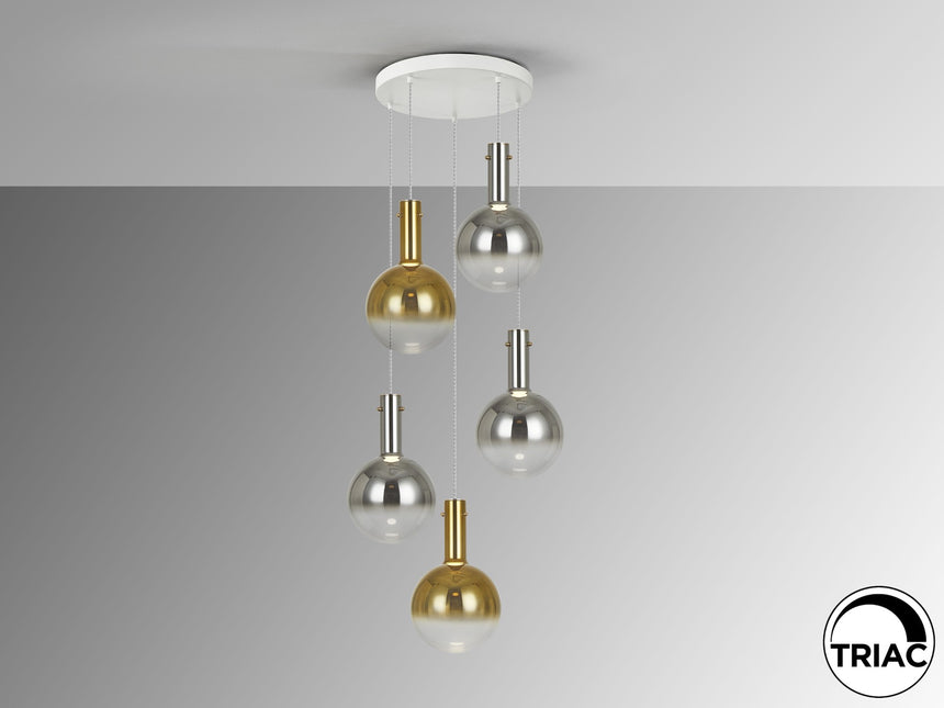 Lámpara de techo colgante Schuller Matices grande 5 luces blanco y smoke cristal soplado vista 2