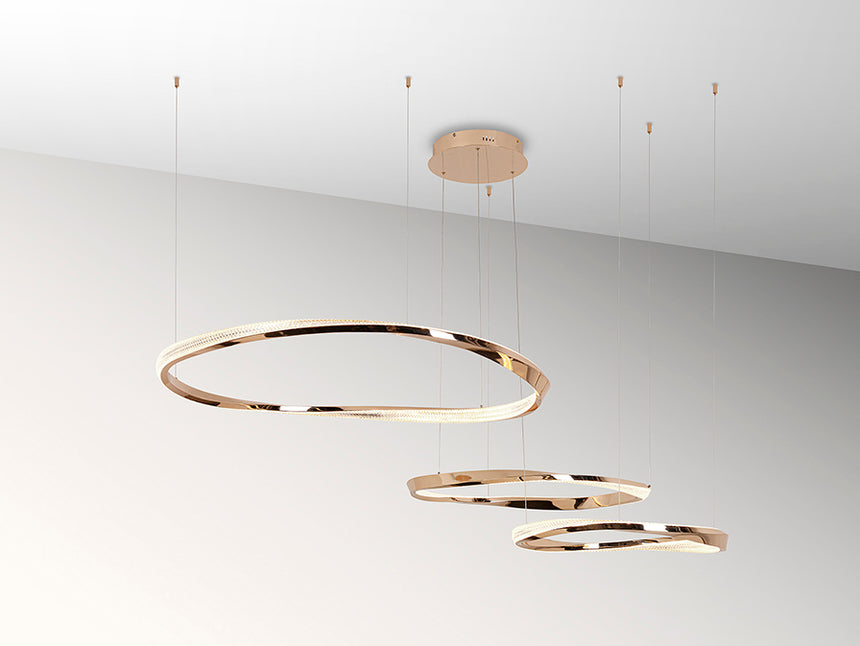 Lámpara de techo colgante de 3 aros Schuller Orbitas baño dorado y oro 3000K 554213 - imagen 4