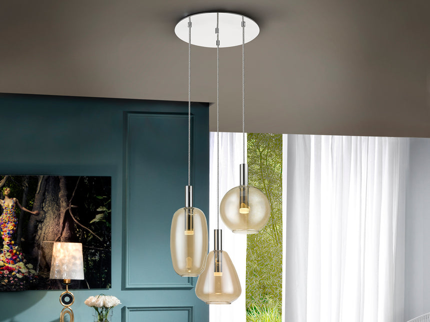 Lámpara de techo colgante Schuller Nara 3 luces cromo y - vista 3