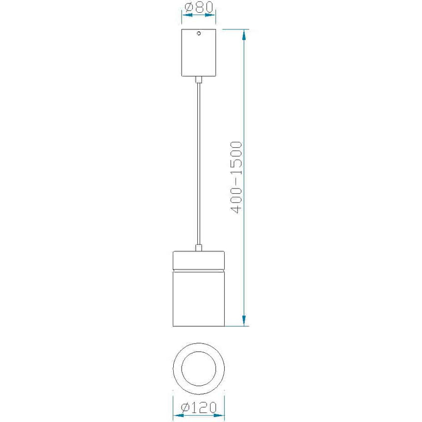 Plano de medidas - Mantra Lámpara de techo colgante plata Ø12cm 5624