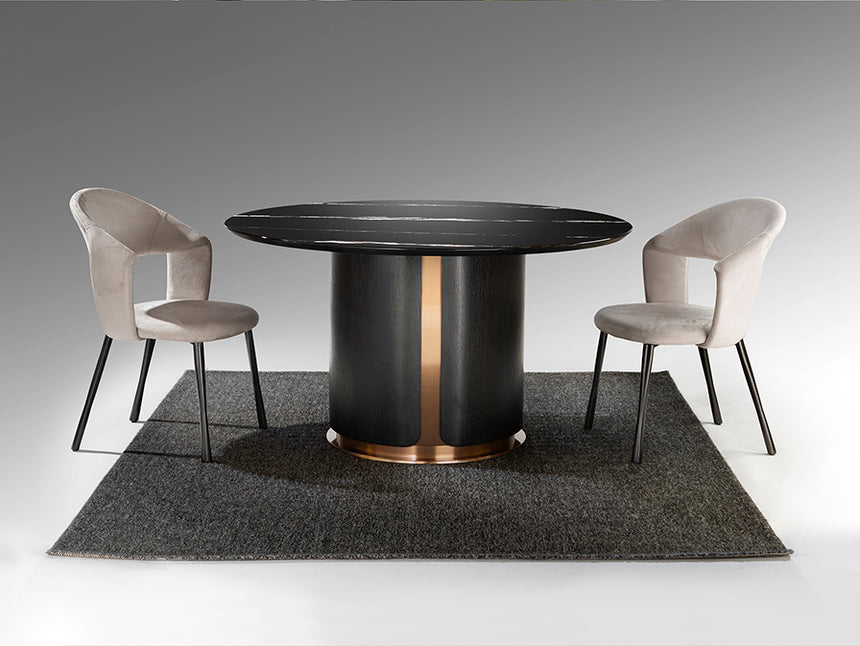 Mesa de comedor Schuller Zolo roble y negro mármol y acero 75cm 567091