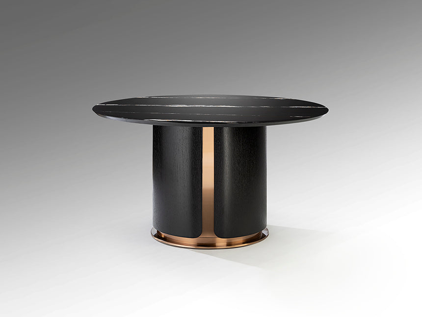 Mesa de comedor Schuller Zolo roble y negro mármol y acero 75cm 567091