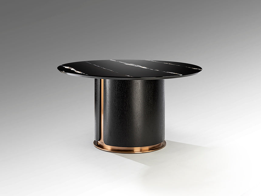 Mesa de comedor Schuller Zolo roble y negro mármol y acero 75cm 567091