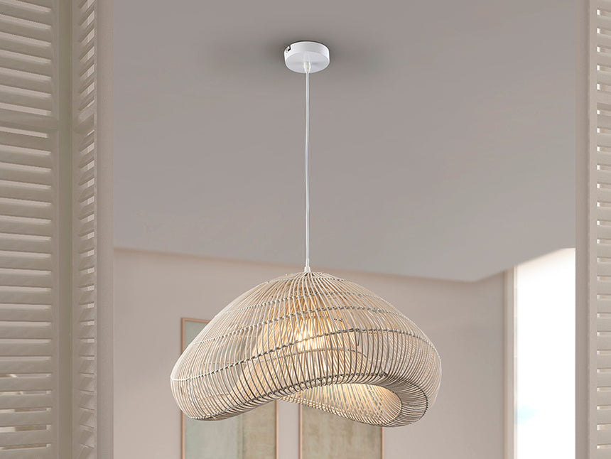 Schuller Sabah White Rattan Pendant Lamp 55cm 567592