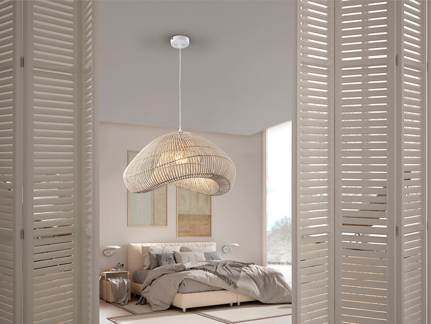 Schuller Sabah White Rattan Pendant Lamp 55cm 567592