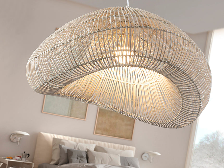 Schuller Sabah White Rattan Pendant Lamp 55cm 567592