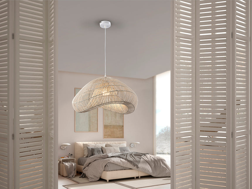 Schuller Sabah White Rattan Pendant Lamp 55cm 567592