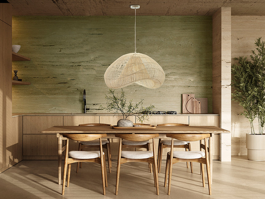 Schuller Sabah Lámpara de techo colgante ratán y blanco 80cm 567626