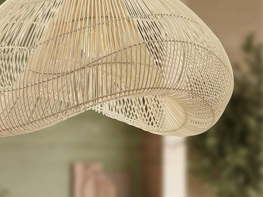 Schuller Sabah Lámpara de techo colgante ratán y blanco 80cm 567626