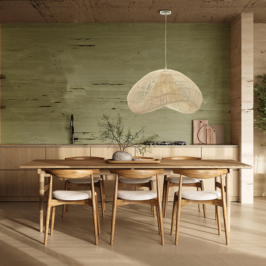 Schuller Sabah Lámpara de techo colgante ratán y blanco 80cm 567626