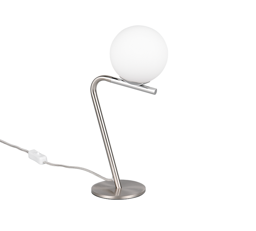 Lámpara de sobremesa Trio Flaming LED níquel mate 3000K 31cm 568900107