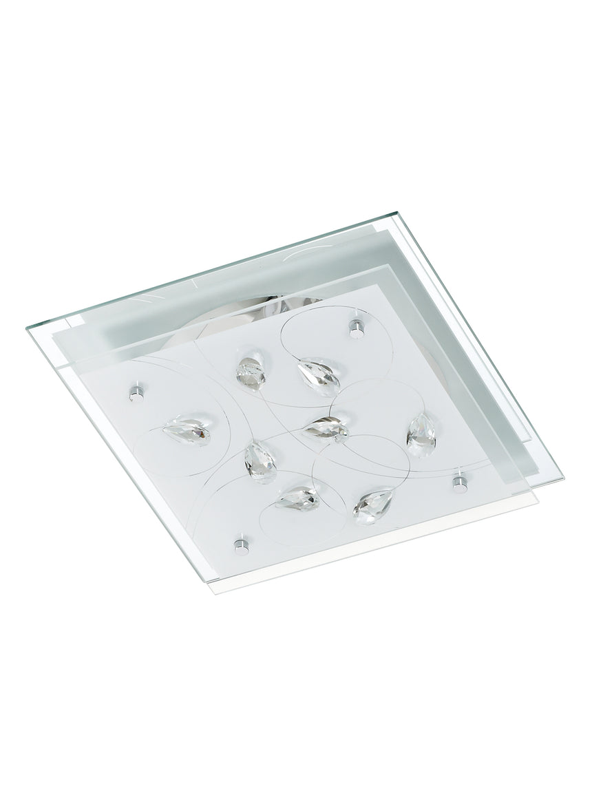 Plafón de techo MDC rusky E27 2 luces cristal 574303092