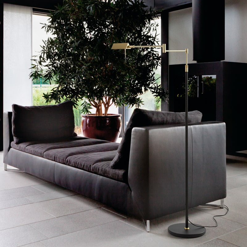 MDC LITE Lámpara pie LED lector regulable negro y dorado 575045920