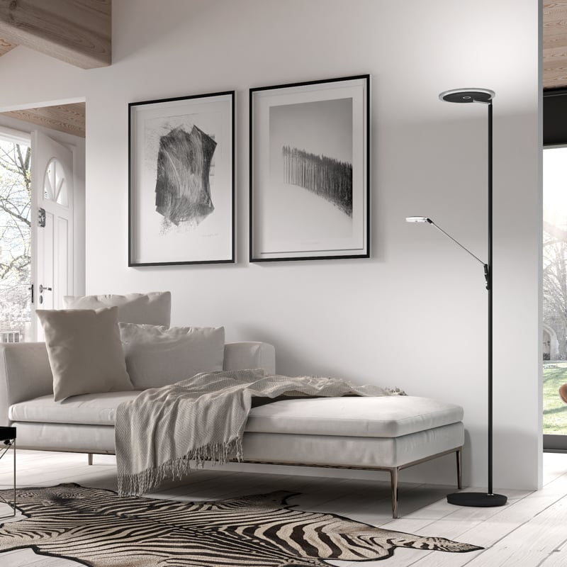 MDC ONE Floor lamp LED 2 lights chrome and matte black 580003102