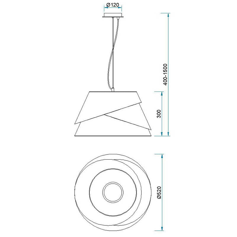Plano de medidas - Mantra Alboran Lámpara de techo colgante blanco Ø52cm 5860