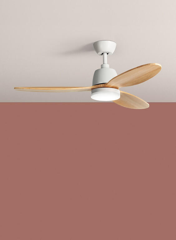 Ventilador de techo con luz MDC Sydney LED blanco madera 3 palas motor DC Ø119cm 24W 588548109 para salón y dormitorio