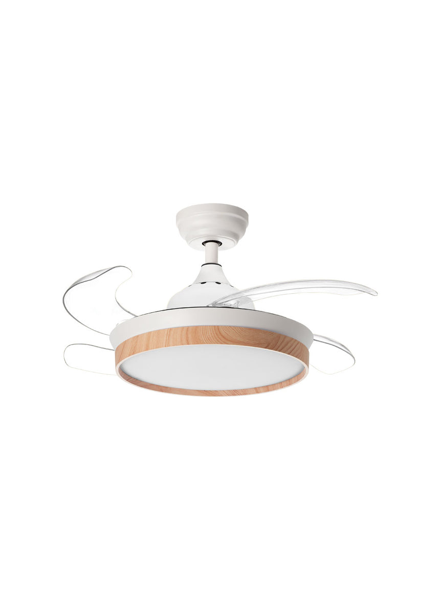 Ventilador de techo con luz MDC Blanes XS LED blanco madera motor DC Ø91cm 20W 588658709