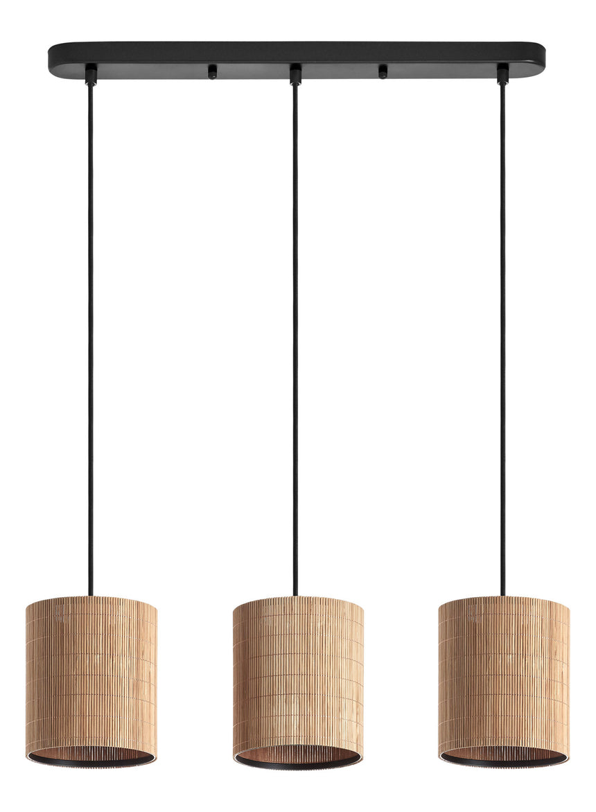 Plafón de techo MDC rail E27 3 luces madera natural 589135504