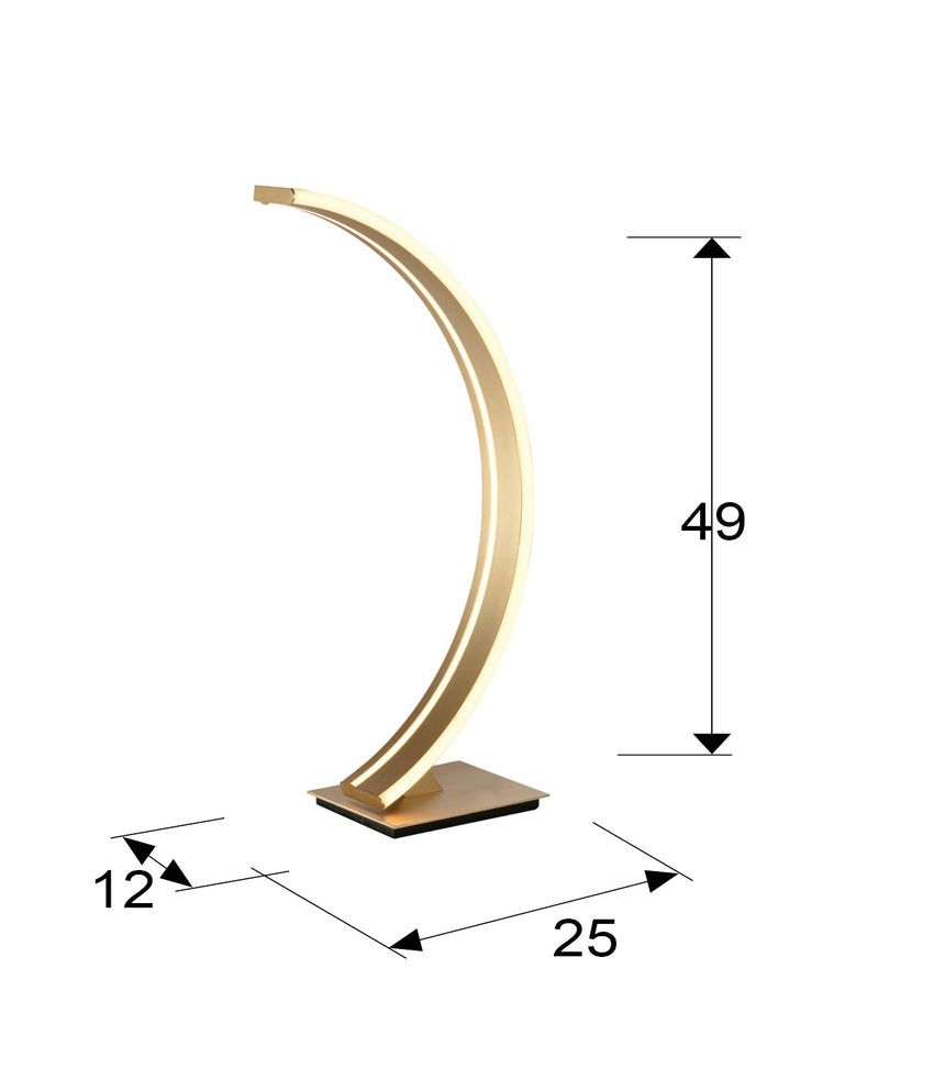 Medidas y dimensiones - Lámpara de sobremesa Schuller Arcus LED oro 3000K 49cm 589316