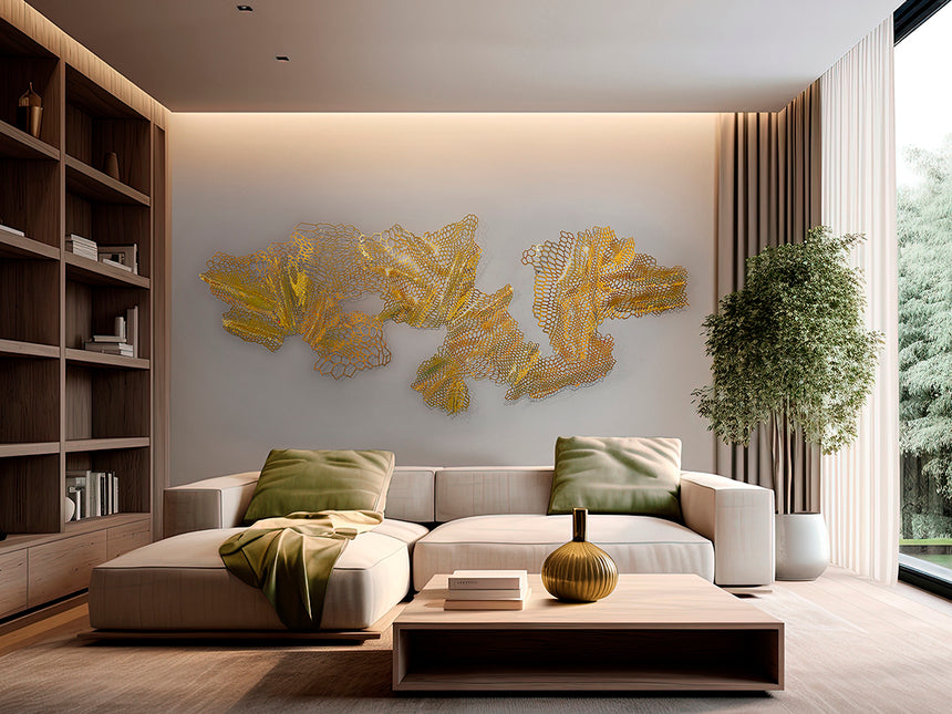 Escultura de pared Schuller Drako dorado brillo acero inoxidable 220x90cm 589536 - vista alternativa