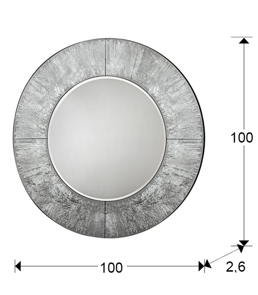 Medidas y dimensiones - Espejo redondo Schuller Aurora plata y negro Ø100cm 593364