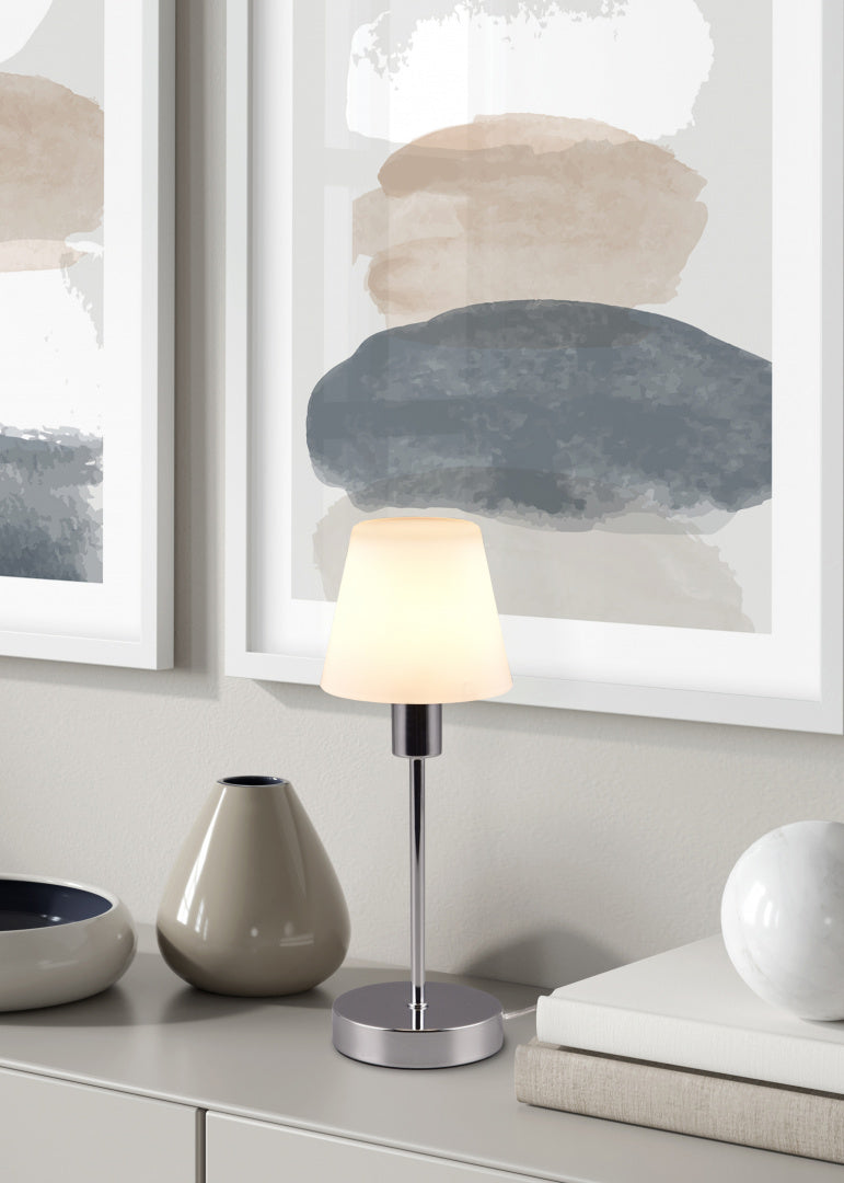 Lámpara de sobremesa Trio Luis II LED cromo táctil 3000K regulable 32cm 59570010